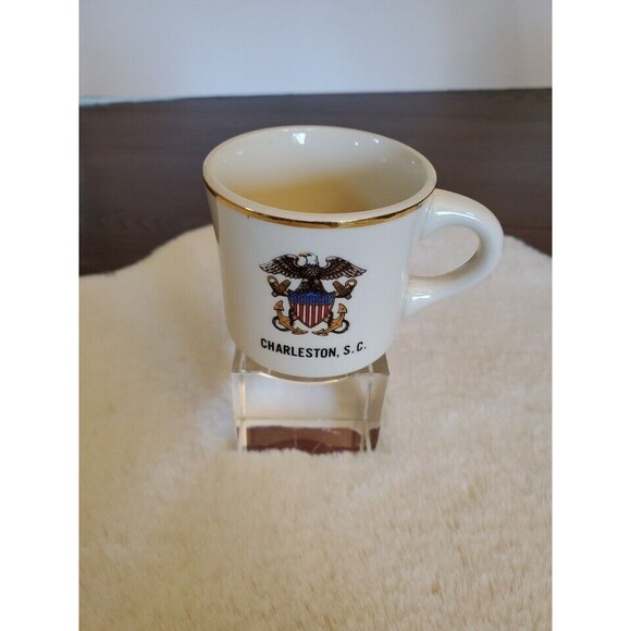 Vtg Charleston, S.C. Coat Of Arms Mug Gold Rim Made in USA Attleboro Mass. - Picture 8 of 9